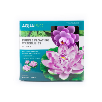 Aquapro Purple Floating Water Lilies 3 Pack | Pond & Water Feature Decor Aquapro Purple Floating Water Lilies 3 Pack | Pond & Water Feature Decor