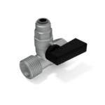 Aquaport Silver Brass 1/4 Inch Filtered Water Mains Connection Piece with Built-In Shut Off Lever and Quick Connect Fitting for Under Sink Systems
