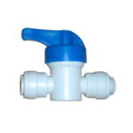 Aquaport White Blue 1/4 Inch Shut Off Valve with Quick Connect Inlet and Outlet for 1/4 Inch Tubing