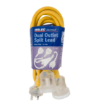 Arlec 1.8m dual output heavy duty extension lead YEL18D with two sockets yellow