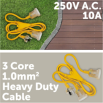 Arlec 1.8m Dual Output Heavy Duty Extension Lead YEL18D | 10A Split - Image 3