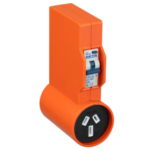 Arlec PB92 10A to 15A compact power adaptor orange with RCBO safety switch