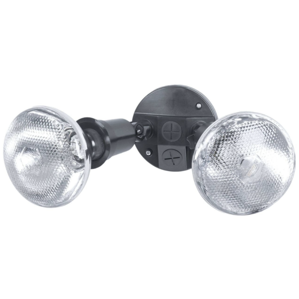 Arlec 150W Compact Twin Security Flood Light Black UV Stabilised Weatherproof Adjustable