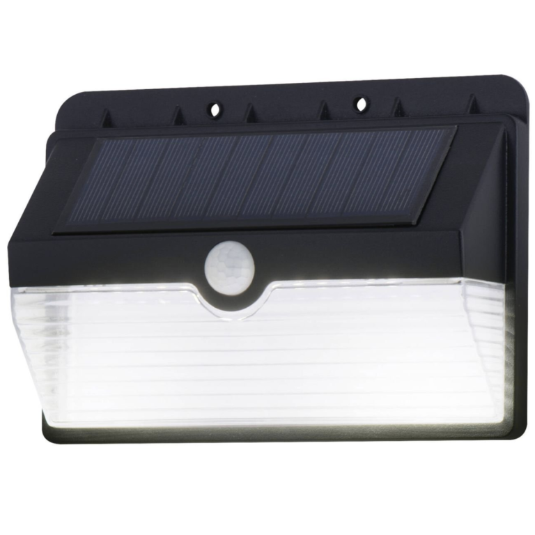 Arlec 200 Lumen LED Solar Sensor Floodlight Black 6M Detection Range 120 Degree Scan IP44 Rated 2 Night Modes LVS533