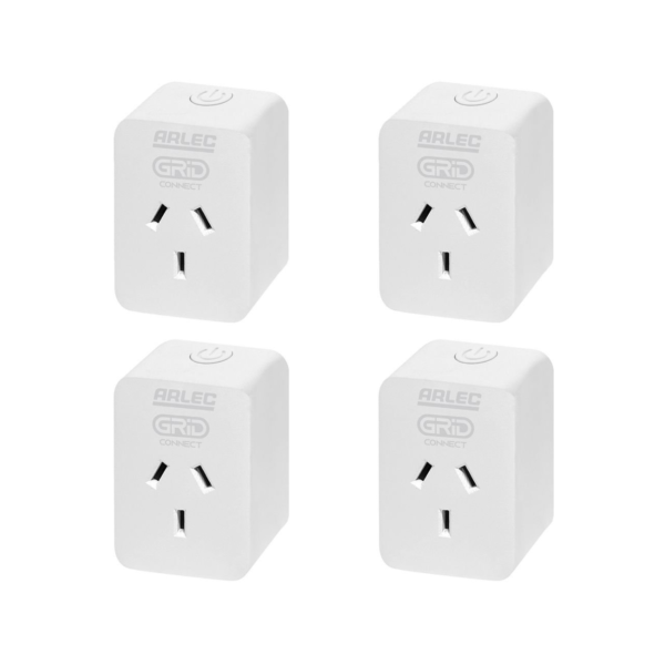 Arlec Grid Connect Smart Plug In Socket With Energy Meter 4 Pack White Wi-Fi Google Assistant Alexa PC191HA-4