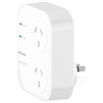 Arlec Vertical Surge Protected Double Adaptor 1800J Surge Protection 2 Outlets Compact Design DA52