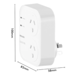 Arlec Vertical Surge Protected Double Adaptor – 1800J Surge Protection, 2 Outlets, Compact Design - Image 4