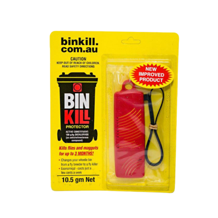 Binkill 10.5g bin protector kills flies and maggots for 3 months with lemon citrus fragrance deodoriser Australia