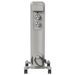 Click 1000W 5 Fin Oil Heater Grey 3 Power Settings Adjustable Thermostat Overheat Tip-Over Protection Casters CLK204