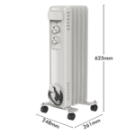 Click 1000W 5 Fin Oil Heater – 3 Power Settings, Adjustable Thermostat, Overheat & Tip-Over Protection - Image 7