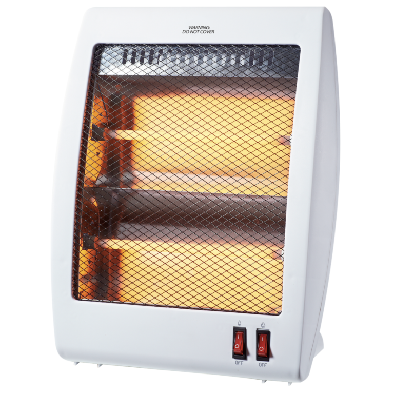 Click 800W White 2-Bar Radiant Heater 2 Heat Settings Safety Tip-Over Switch Suits Rooms Up to 10m2