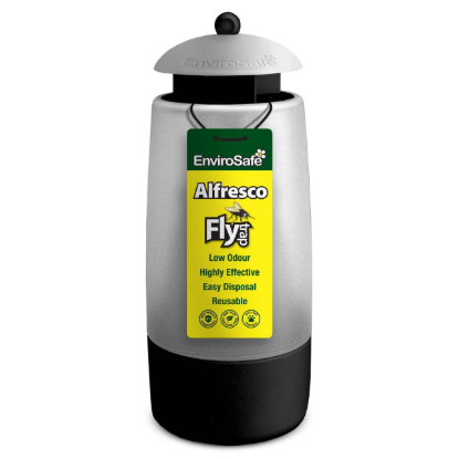 EnviroSafe Alfresco Fly Trap Low Odour Reusable Outdoor Entertaining Fly Trap with Non-Toxic Jumbo Eco-Bait