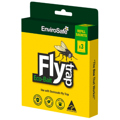 Envirosafe Fly Attractant Refill 3 Pack Non-Toxic Food Grade Eco-Bait Powder Australian Made for Envirosafe Fly Traps