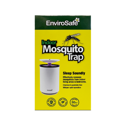 Envirosafe Indoor Mosquito Trap UV LED Whisper Quiet Fan USB Powered Chemical Free Auto Light Sensor for Bedrooms and Living Areas
