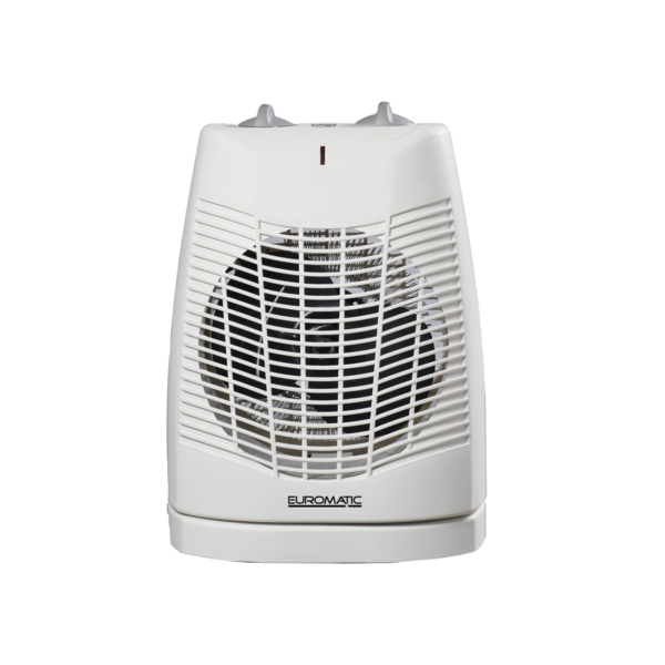 Euromatic 2400W Upright Fan Heater Oscillation 2 Heat Settings Adjustable Thermostat Overheat Tip-Over Protection EUR-FH24MO