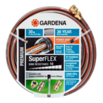 GARDENA SuperFLEX 13mm x 30m garden hose with brass fittings and kink resistant design