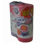 Glitz Purple Pink 15L Lavender Rose Scented Tie Top Kitchen Bin Liners 100 Pack HDPE Handle Ties Two Rolls of 50