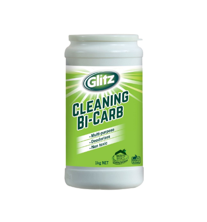 Glitz 1kg White Bi-Carb Cleaner Natural Biodegradable Bicarbonate of Soda Multi-Purpose Cleaner Deodoriser and Stain Remover