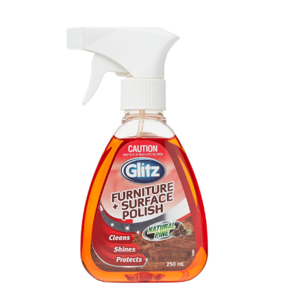 Glitz 250ml Clear Furniture Polish PET Bottle Natural Pine Oil Wood Polish Restores Conceals Scratches and Nourishes Without Wax Buildup