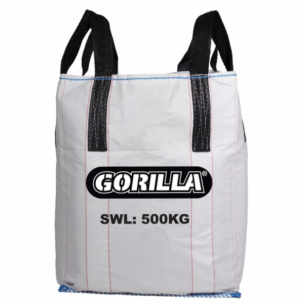 Gorilla 500kg White Bulk Lifting Bag 60x60x80cm Polypropylene 4 Lifting Loops AS3668 Compliant