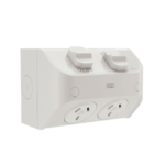 HPM Aqua double 10A weatherproof IP53 surface mount powerpoint mist grey outdoor socket Australia patio use