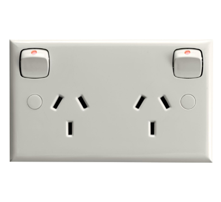 HPM 10A double powerpoint white CD777WE dual outlet wall socket Australia indoor electrical use