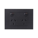 HPM Vivo EV777MG grey matte double powerpoint with internal safety shutters and interchangeable square coverplate