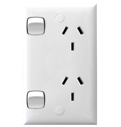 HPM vertical double powerpoint CDV777WE 10A white surface mount power outlet Australia