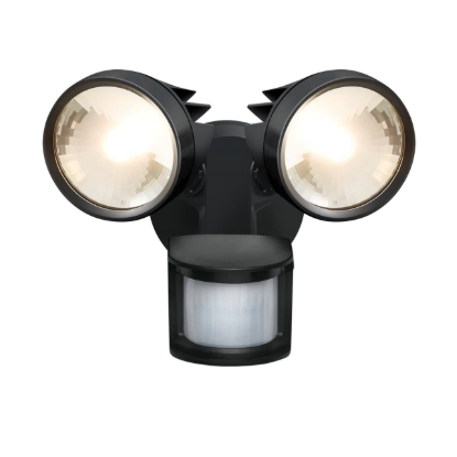 HPM SIKA 25W LED twin security light with motion sensor black IP44 outdoor spotlight Australia