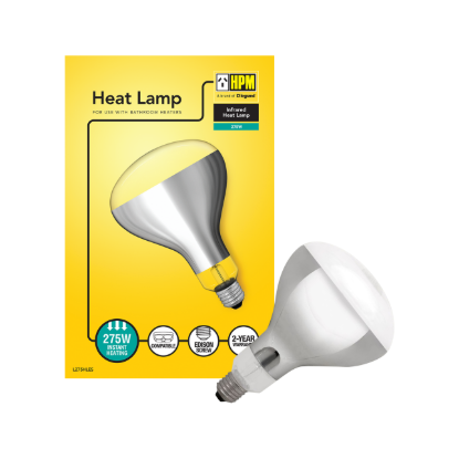 HPM 275W ES infrared heat lamp clear glass replacement globe for bathroom heater Australia