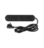 HPM 4 outlet black powerboard 1.8m lead overload protection wall mount general purpose Australia use