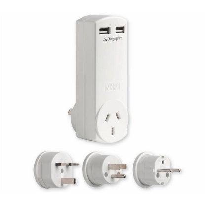 HPM USB adaptor 4.2A dual USB charger travel plug surge protected white Australia