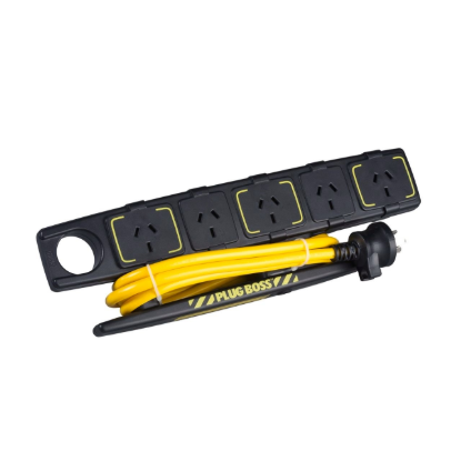 HPM 5 outlet powerboard yellow black 10A with overload protection and 1.8m lead Australia