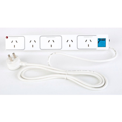 HPM 5 outlet surge protected powerboard with 1.8m lead white Australia
