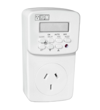 HPM 7 day digital timer LCD programmable 10A 2400W for appliances lighting heaters Australia