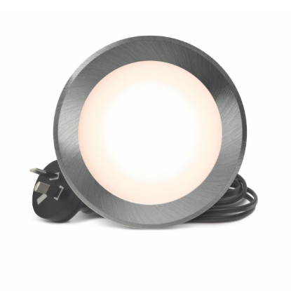 HPM 90mm 7W tricolour dimmable LED downlight polished silver IP44 Australia