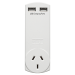 HPM D2USB white wall adaptor with dual 2.1A USB ports, 10A AC outlet and 150J surge protection