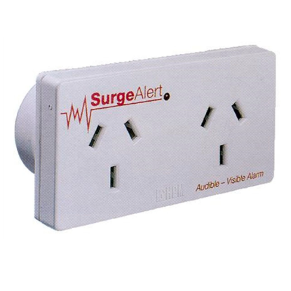 HPM double outlet surge protector alarm 10A white right hand adaptor Australia