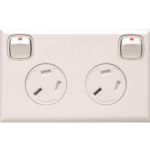 HPM child safe double power point gloss white rotating shutter outlets 10A wall socket Australia