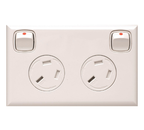 HPM child safe double power point gloss white rotating shutter outlets 10A wall socket Australia