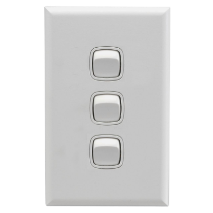 HPM EXCEL 3 gang wall switch matte white electrical light switch with coverplate Australia