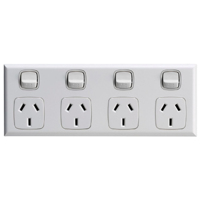 HPM EXCEL 4 outlet powerpoint quad wall socket 10A 240V Australia