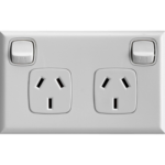 HPM EXCEL double powerpoint matt white 10A dual socket wall outlet Australia