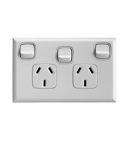 HPM EXCEL double powerpoint with extra switch matt white electrical outlet with light switch Australia indoor use