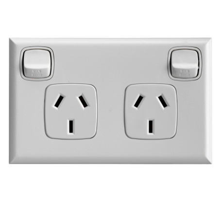 HPM EXCEL double powerpoint matt white 10A dual socket wall outlet Australia