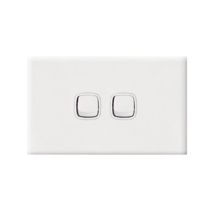 HPM Excel 2 gang horizontal wall switch CDXL770/2HWEWE white coverplate electrical switch Australia