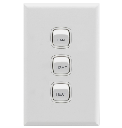 HPM fan light heat 3 function switch CDXL770/3FLHWE matte white bathroom control switch Australia