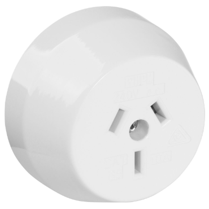HPM surface 3 pin plug base CD35WE white 10A low profile surface mount electrical outlet Australia