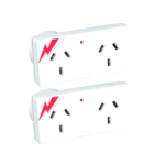 HPM surge protected double adaptor 2 pack 4 outlet power board 175J white Australia