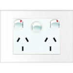 HPM VIVO double powerpoint with extra switch white 10A indoor electrical outlet Australia modern design